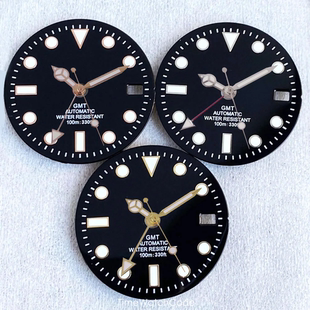 NH34 手表表盘29mm水鬼字面适合GMT NH34 金/玫金边刻度夜光