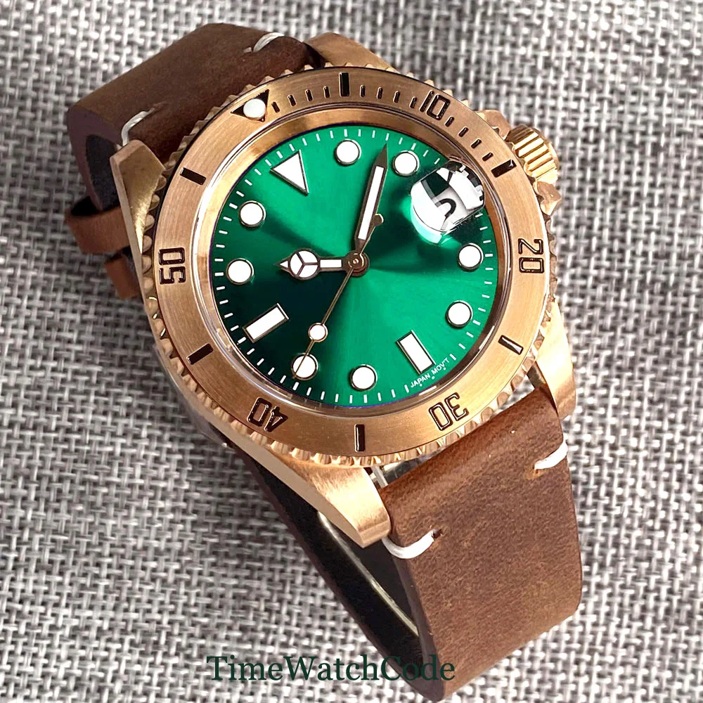 40mm青铜水鬼机械手表NH35机芯200米防水腕表蓝宝石百搭礼物