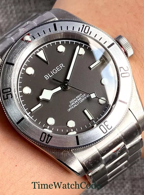 碧湾机械手表NH35 PT5000灰盘41mm不锈钢自动腕表男生雪花针