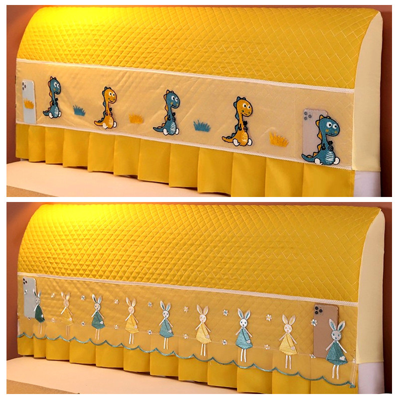 2025加厚床头套罩万能保护巾卡通用黄色儿童木靠背垫软包遮丑盖布,居家布艺,床头罩,淘宝优惠券,粉丝福利购,淘宝优惠卷