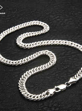 925纯银男士嘻哈古巴链欧美风男女简约百搭潮流马鞭链