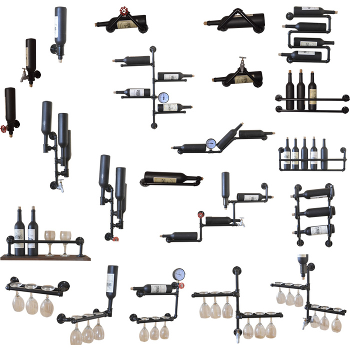 美式工业风复古水管置物架铁艺红酒装饰酒架置物架壁挂杯架倒挂