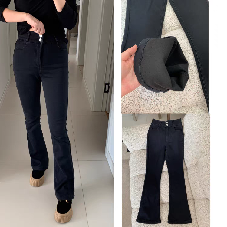 长裤薄绒弹力棉秋冬喇叭裤