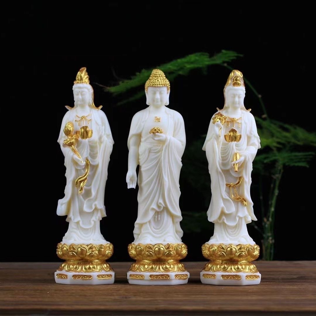 象牙果菩提果释迦摩尼阿弥陀佛像大势至观音菩萨西方三圣摆件