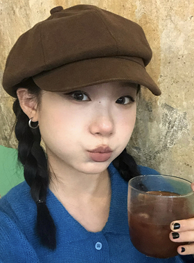 八角帽出游韩版男女四季弯檐纯色
