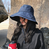 日系棉麻大檐渔夫帽子女夏休闲防晒帽子透气出游百搭遮阳帽太阳帽