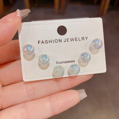 优雅百搭人鱼姬珠三件套耳钉