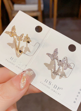 法式轻奢时尚满钻蝴蝶开口戒