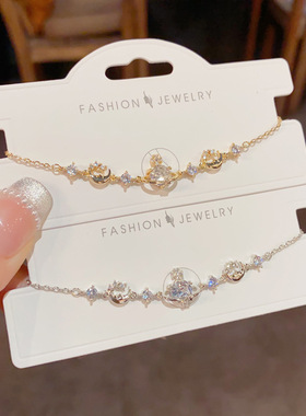 跨境精致超闪满钻土星手链女小众时尚轻奢百搭设计感饰品源头