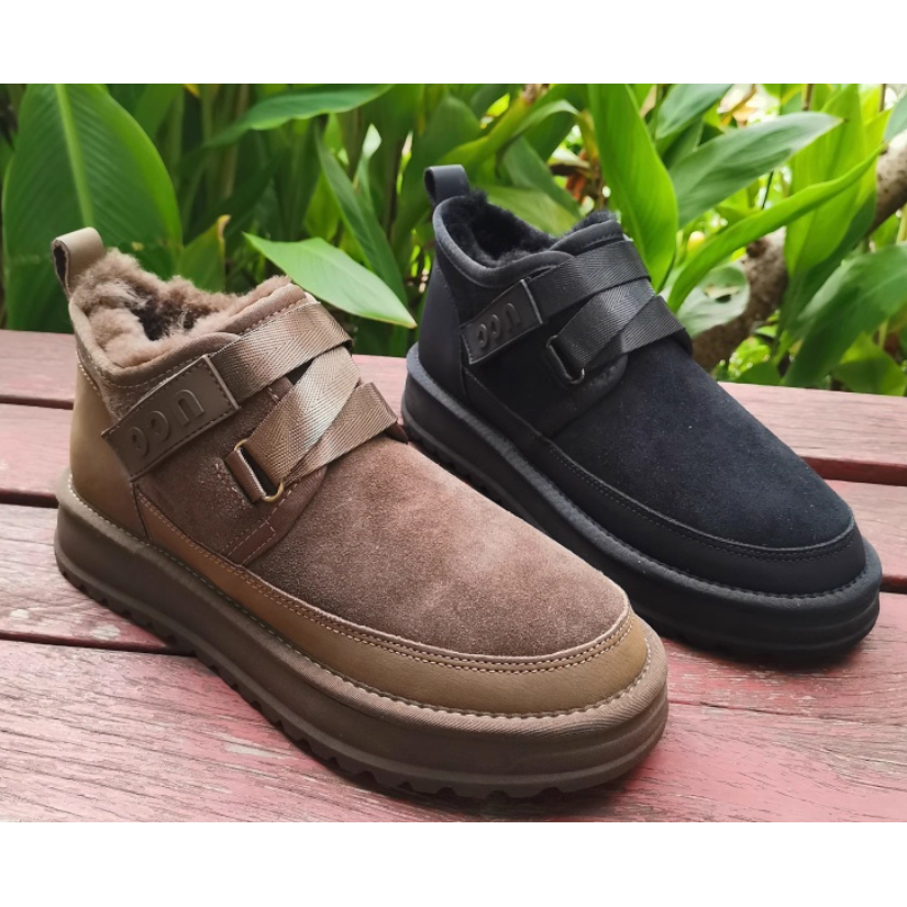 2025新款冬季男士皮毛一体雪地靴加绒保暖防滑魔术贴棉靴防寒鞋