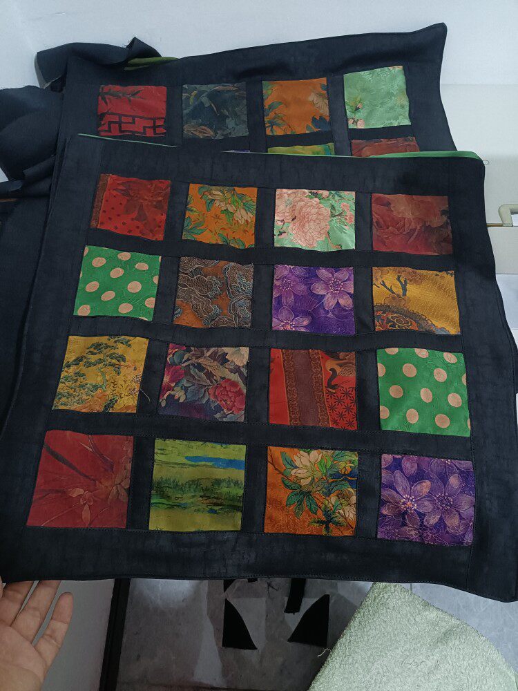 香云纱拼布办公室椅垫屁屁垫学生坐垫靠枕花色随机搭配棉花内胆