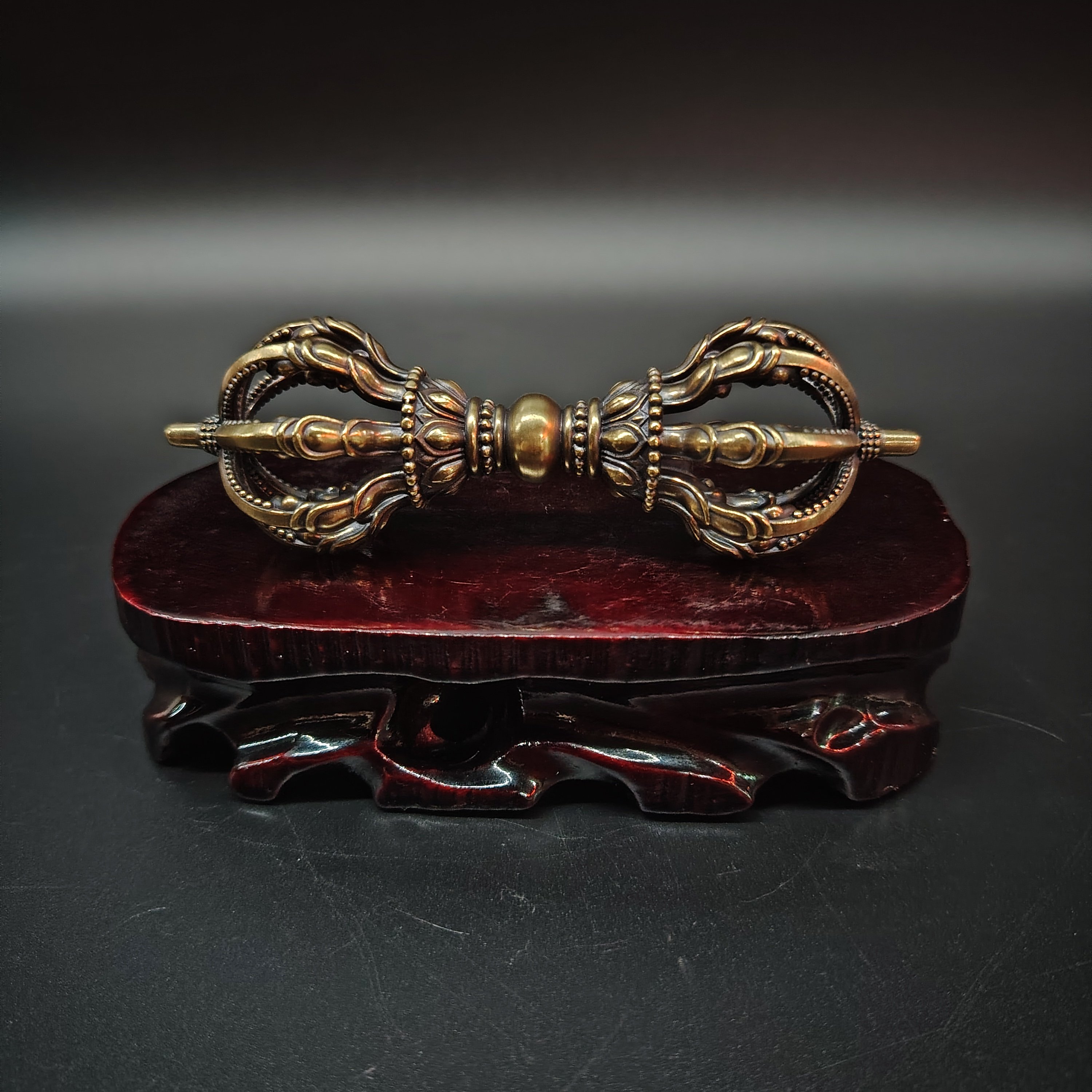 纯铜做旧九股金刚杵铜法器降魔仿古铜杵金钢杵密宗文化收藏品古玩