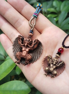 尼泊尔工艺紫铜做旧大号大鹏鸟吊坠男女款随身项链金翅大鹏鸟雷震