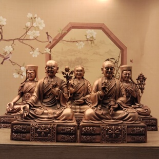 尼泊尔工艺红铜15厘米萨迦五祖居家办公客厅佛堂寺庙供车载摆件