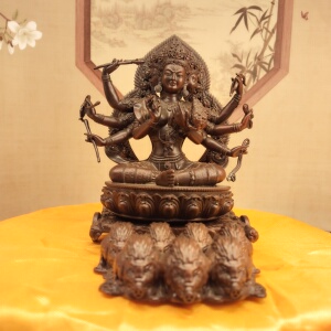 尼泊尔工艺紫铜做旧15厘米摩利支天神像居家办公客厅摆件佛堂寺庙