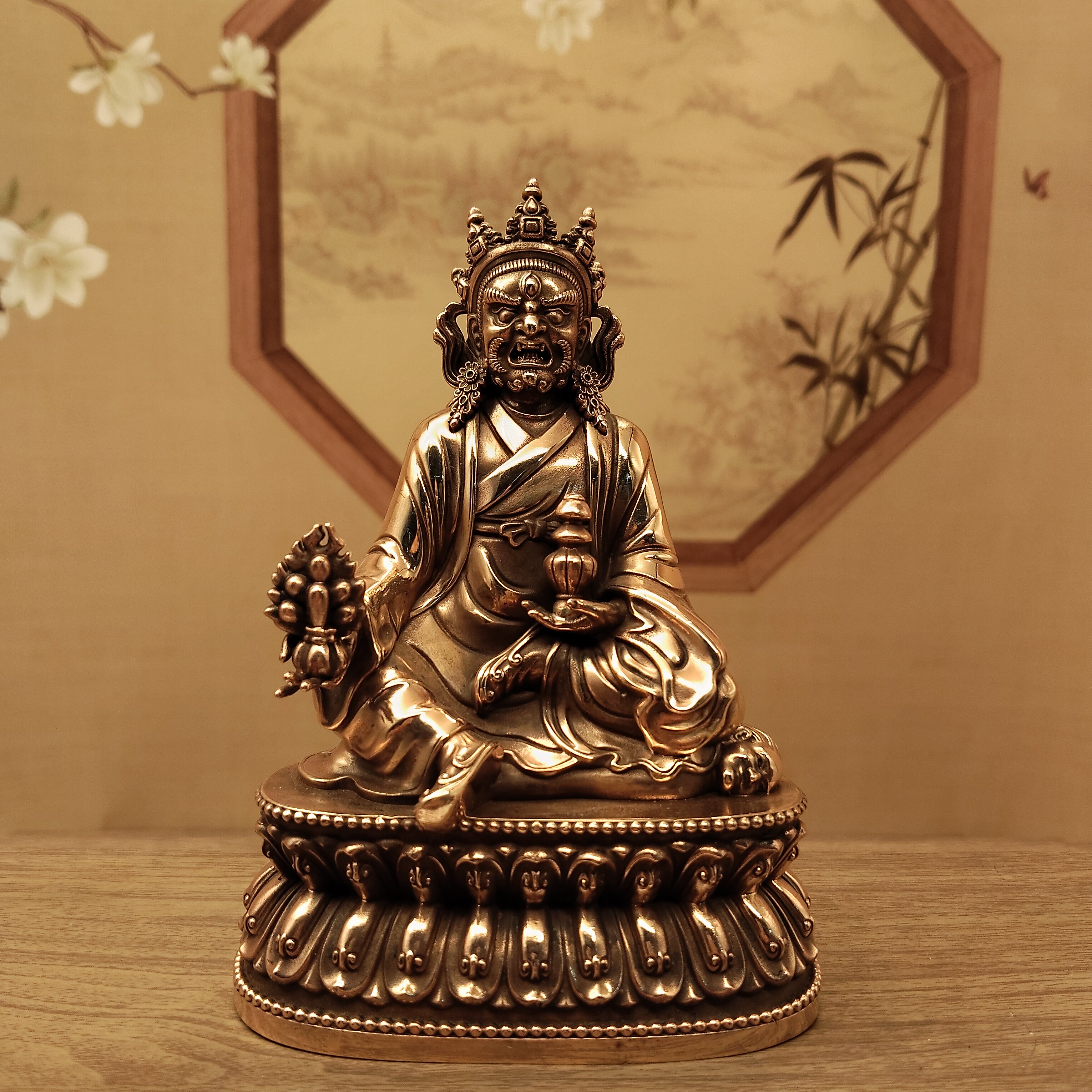 藏传密宗纯紫铜尚龙护法佛像云登贡布弟子家居供奉摆件寺庙家居摆
