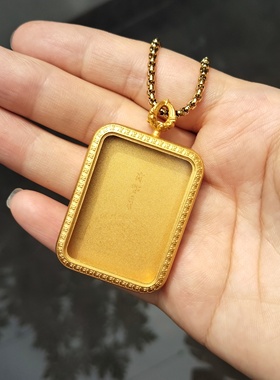 藏式镀金2.5＊3.5方形唐卡盒男女款个性项链空盒收纳盒擦擦平安符