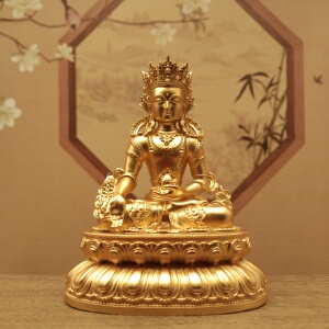 尼泊尔工艺黄铜镀金三寸10公分地藏王菩萨居家办公客厅摆件佛像
