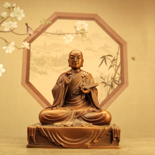 藏传红铜做旧三寸玄奘法师佛像居家办公客厅摆件佛堂寺庙供车载摆
