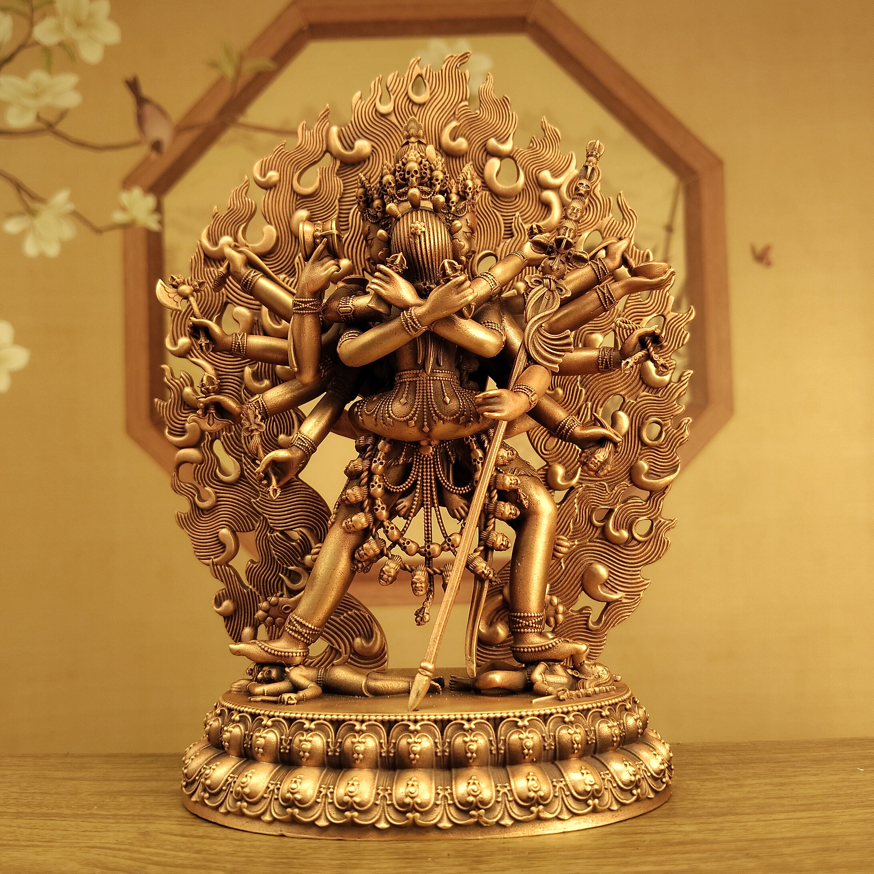 西藏民族风紫铜15厘米胜乐金刚像居家办公客厅佛堂寺庙供奉供具