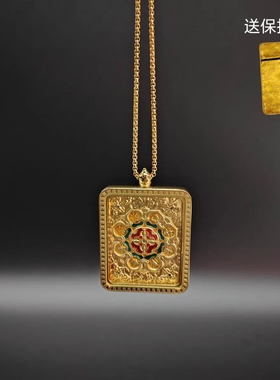 藏式摩尼宝唐卡画嘎乌盒吊坠4*5双面方形盒空盒复古随身可打开