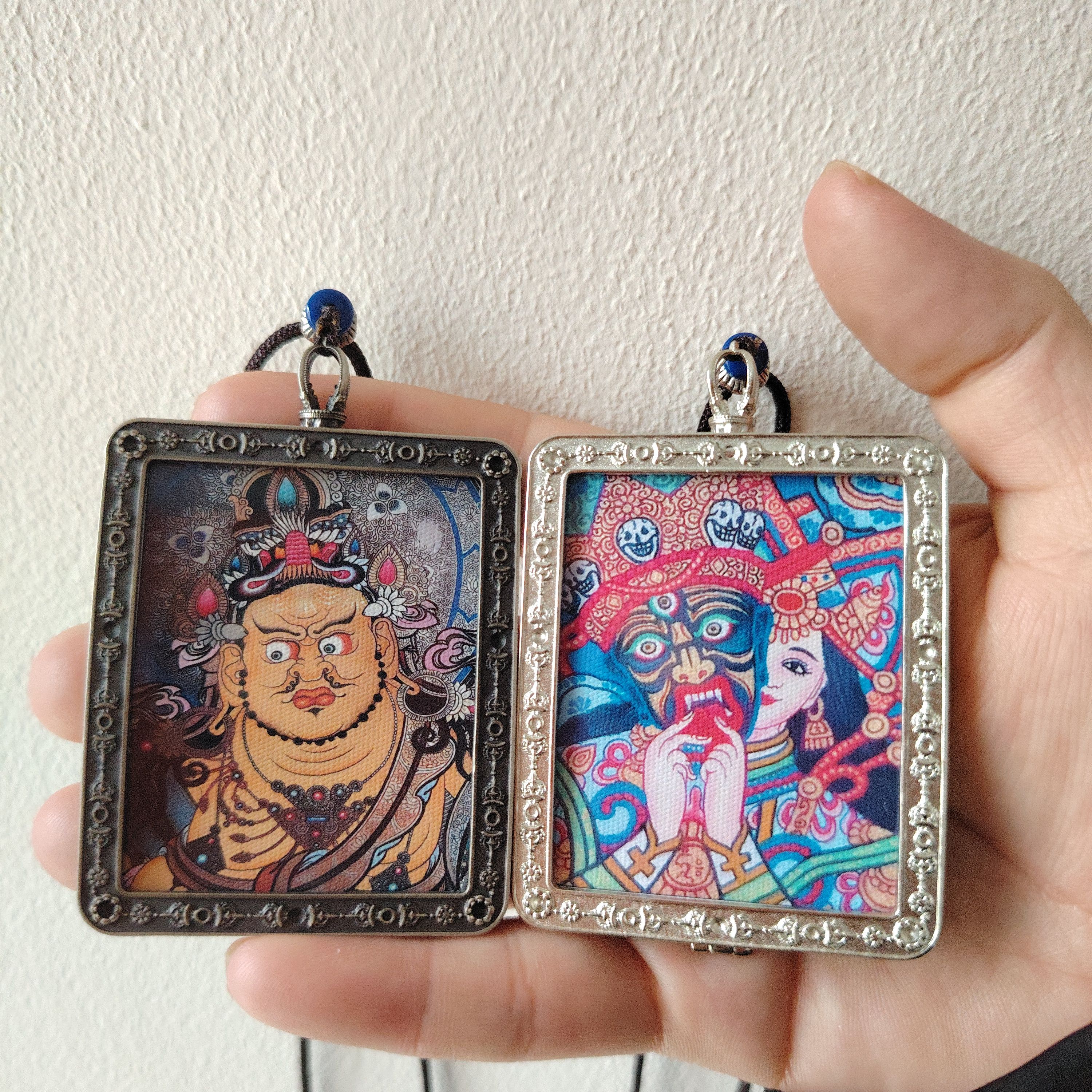 藏传纯铜做旧方形唐卡盒空盒外框随身吊坠藏银手绘唐卡画专用壳