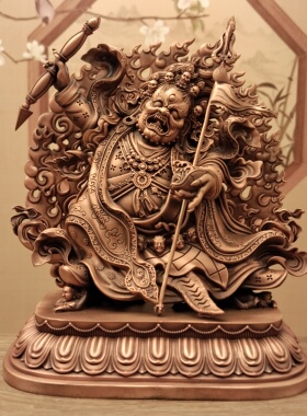 红铜做旧5寸15公分措达玛哈嘎拉佛像家居摆件佛堂寺庙供奉供具用
