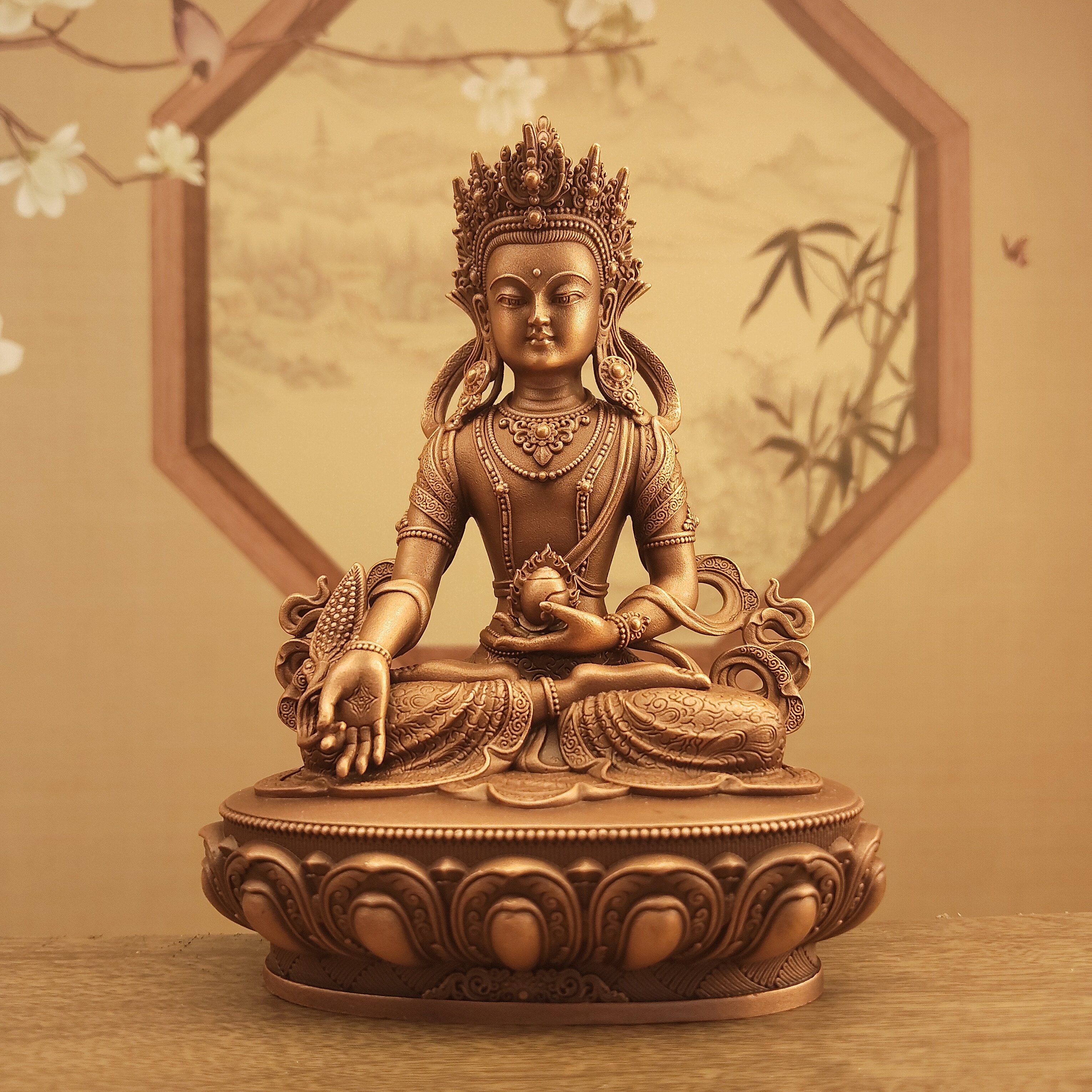 尼泊尔工艺紫铜做旧三寸12厘米地藏王菩萨佛像家居摆件办公客厅供