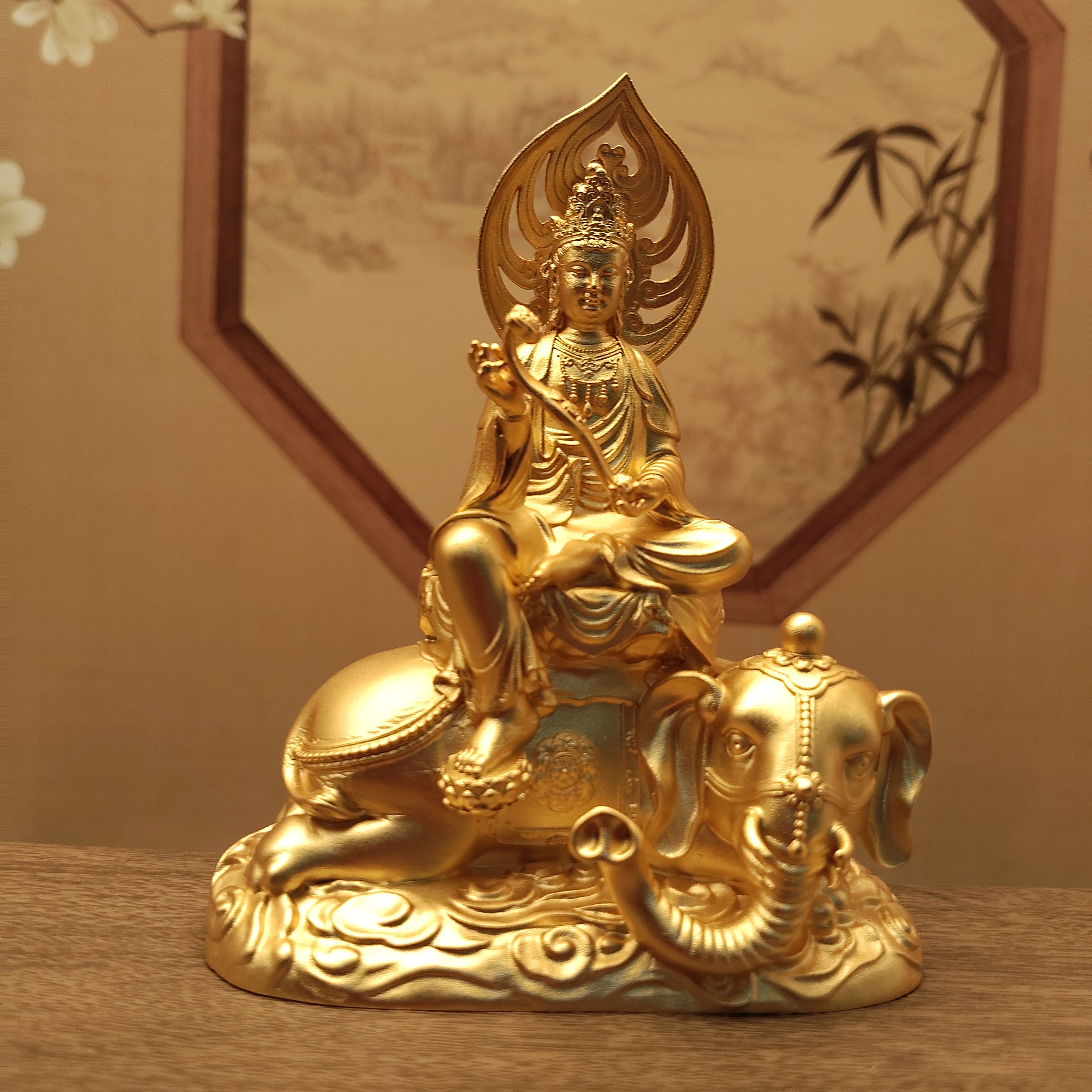 铜镀金三寸文殊菩萨八大守护神像家居摆件佛堂车载桌面摆件随身带