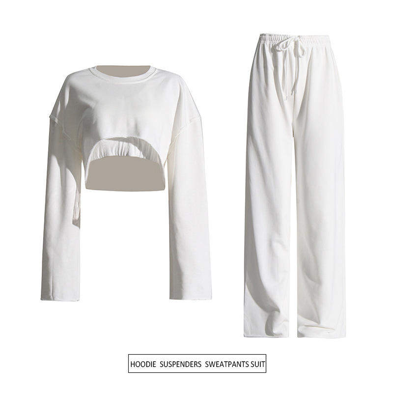 新款气质纯色套装2025时尚短款卫衣+带胸垫背心+休闲卫裤三件套女,女装/女士精品,时尚套装,淘宝优惠券,粉丝福利购,淘宝优惠卷