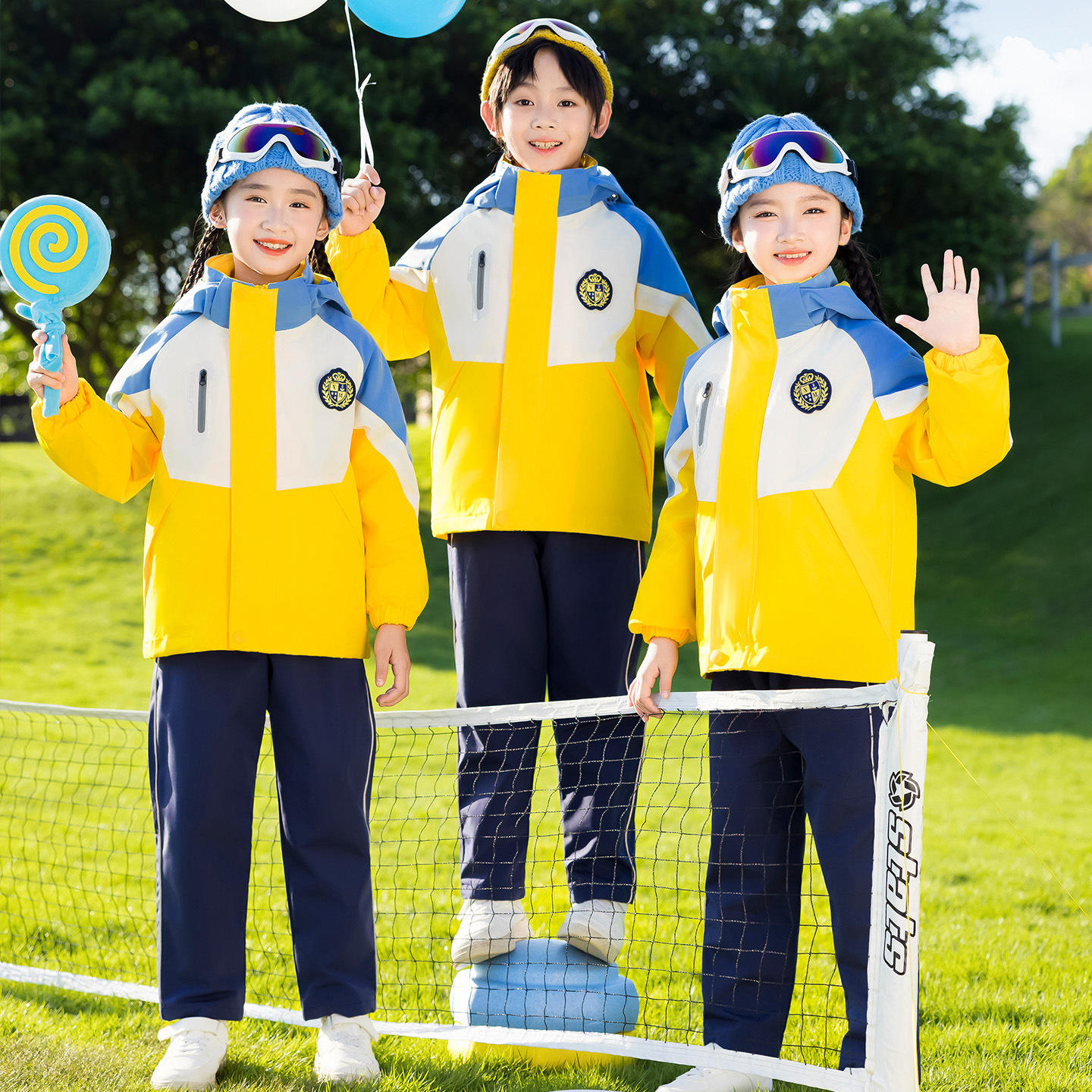 新款小学生校服秋冬装冲锋衣三件套幼儿园园服学院风儿童运动班服