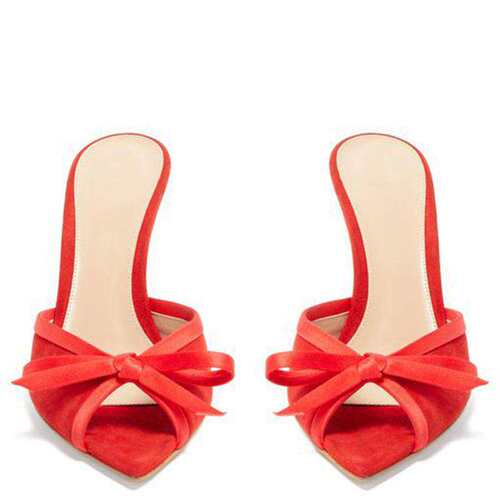 新款 跨境欧美高跟拖鞋尖头结细跟时装凉鞋shoes women plus size