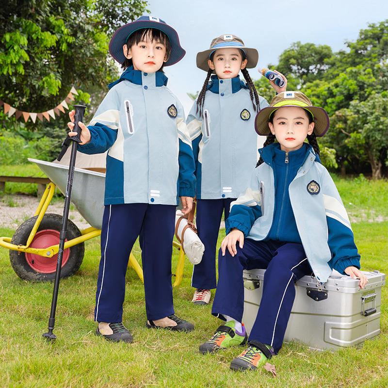幼儿园园服春秋装冲锋衣三件套中小学生校服一年级秋季运动会班服