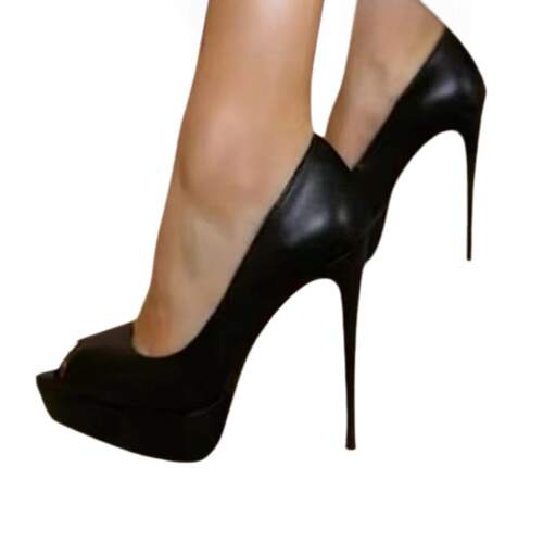 新款欧美水台时装单鞋尖头水台细跟女鞋走秀high heels pumps14cm