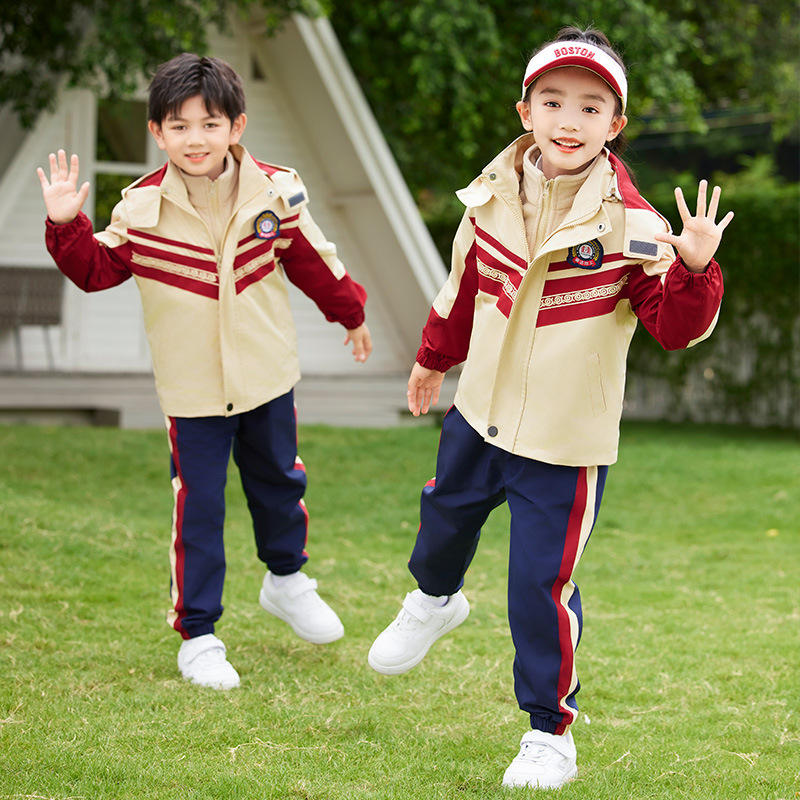 幼儿园园服春秋冲锋衣三件套秋季班服冬季校服儿童班服小学生套装