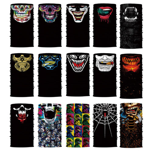 3d立体个性鬼脸骑行印花魔术头巾