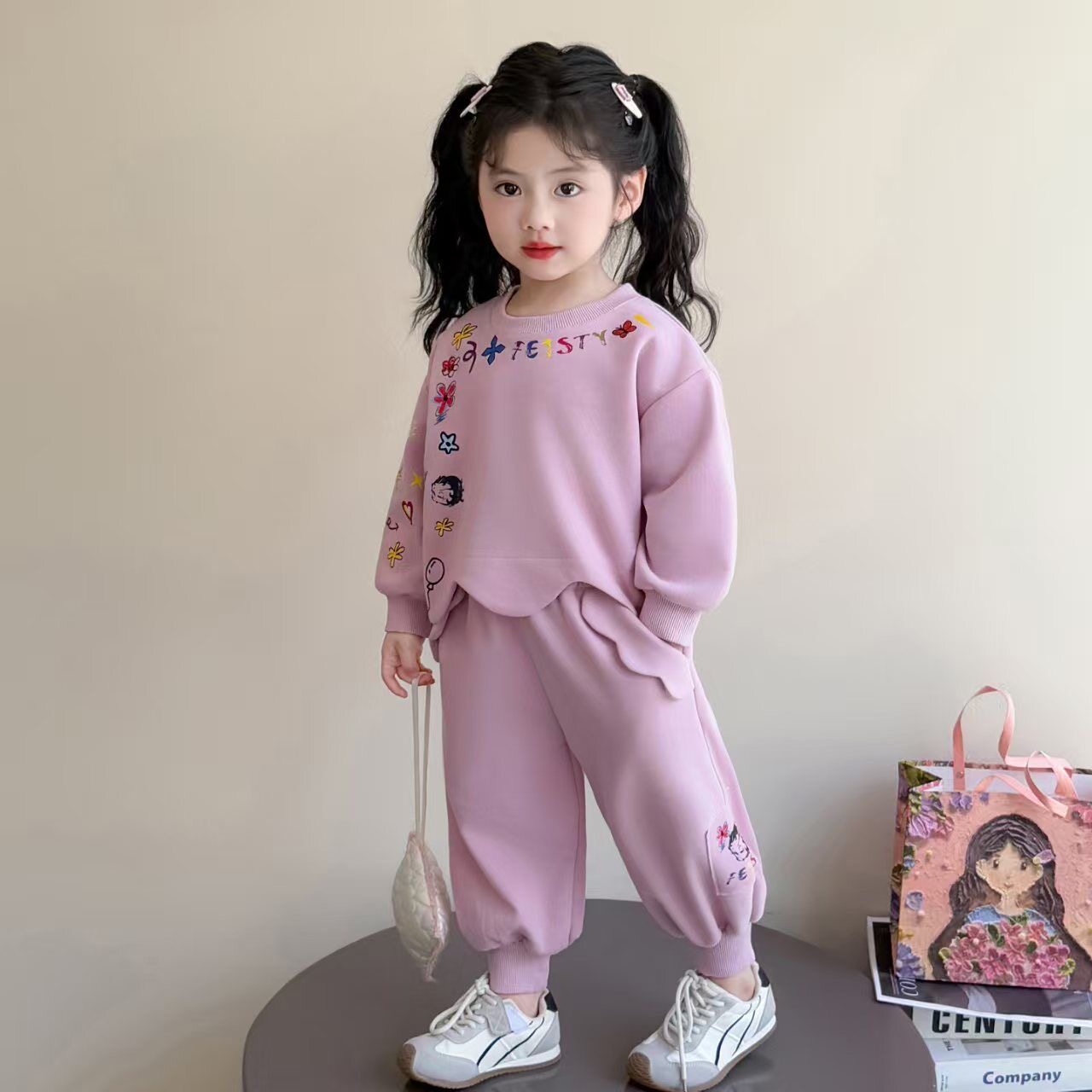 女童套装2026新款儿童洋气时髦春秋款中小童女孩运动卫衣两件套潮