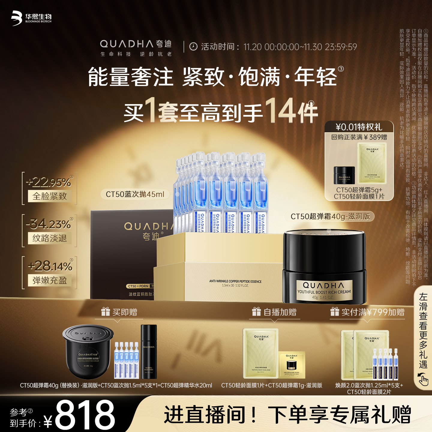 CT50超弹霜淡纹蓝次抛精华套装