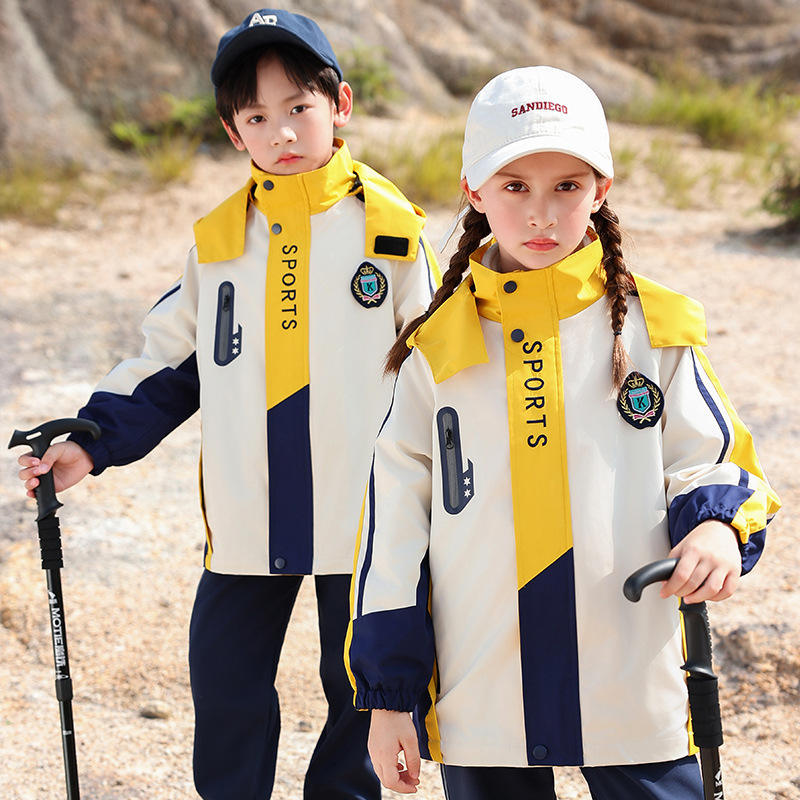 小学生幼儿园园服春秋款黄色三件套纯棉儿童校服运动套装夏季班服