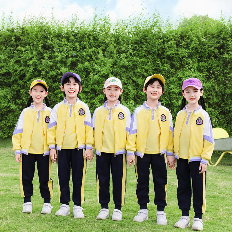 新款 春秋幼儿园园服小学生秋冬校服冲锋衣三件套运动服