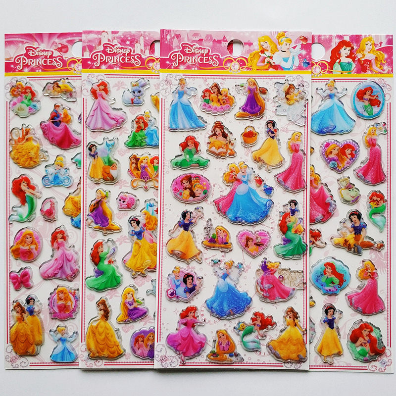 闪乐迪士尼公主贴纸套装儿童卡通立体贴DIY装饰贴白雪公主糖果贴