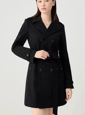 [商场同款]2025春新款中长款双排扣百搭系带风衣女140006-330511