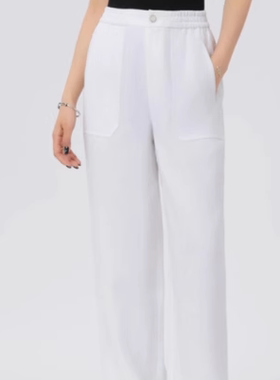 [商场同款】2025春新款松紧腰亚麻直筒休闲裤女510052-2036553