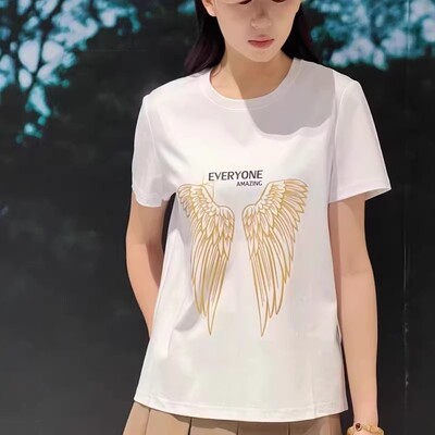 [商场同款]2025夏圆领天使之翼印花短袖T恤5300825-11209AB-001