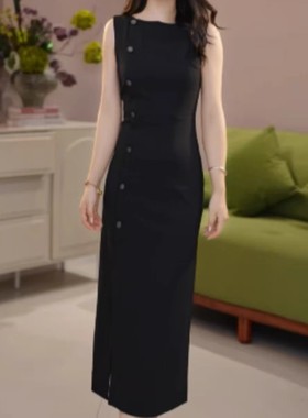 [商场同款]2025早秋新款气质纽扣修身无袖连衣裙女150035-2055211