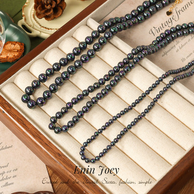 施家珍珠镀金彩色串珠项链女