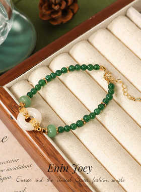 天然绿玛瑙原创小众绿色串珠手链