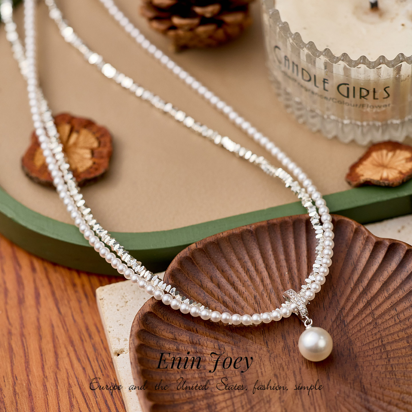 高级贝珠锆石镀金轻奢珍珠项链女