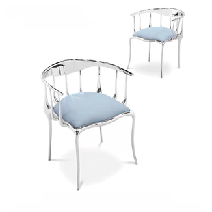 意式轻奢家用餐椅高端实心纯铜餐凳设计师现代单人椅高级感休闲椅