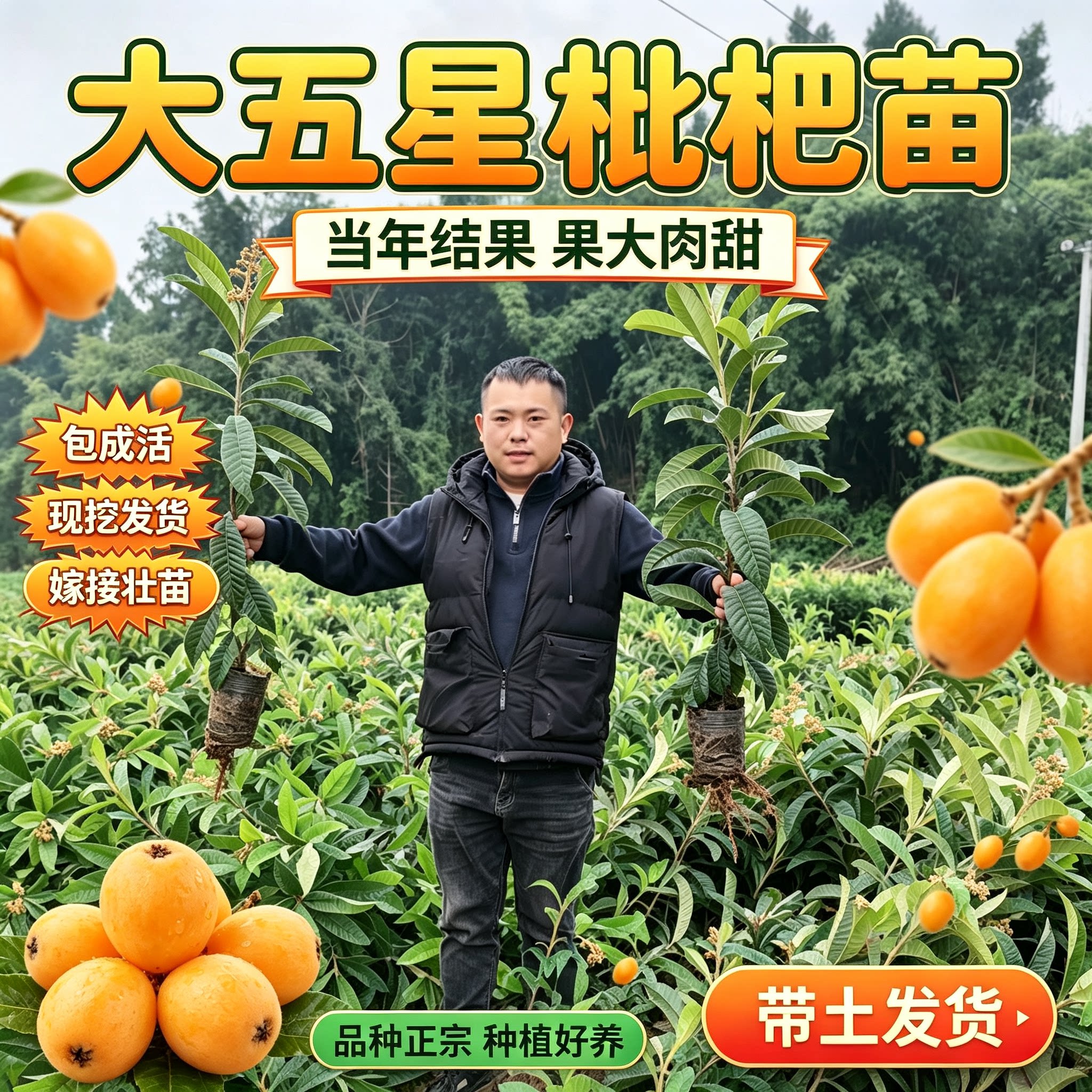 枇杷苗大五星枇杷苗结果多结果快水果种子/种苗